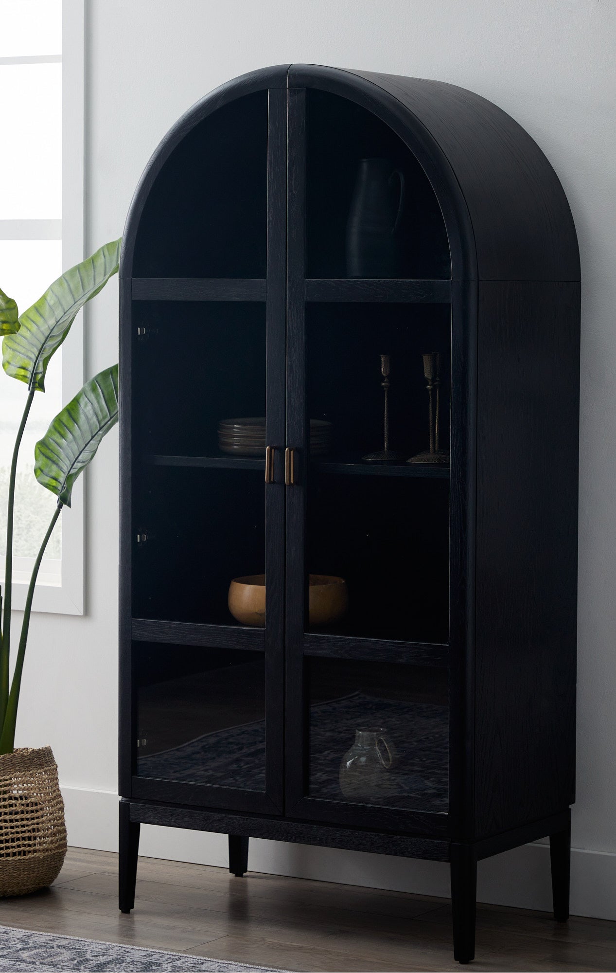 Alain glass door cabinet in the color black